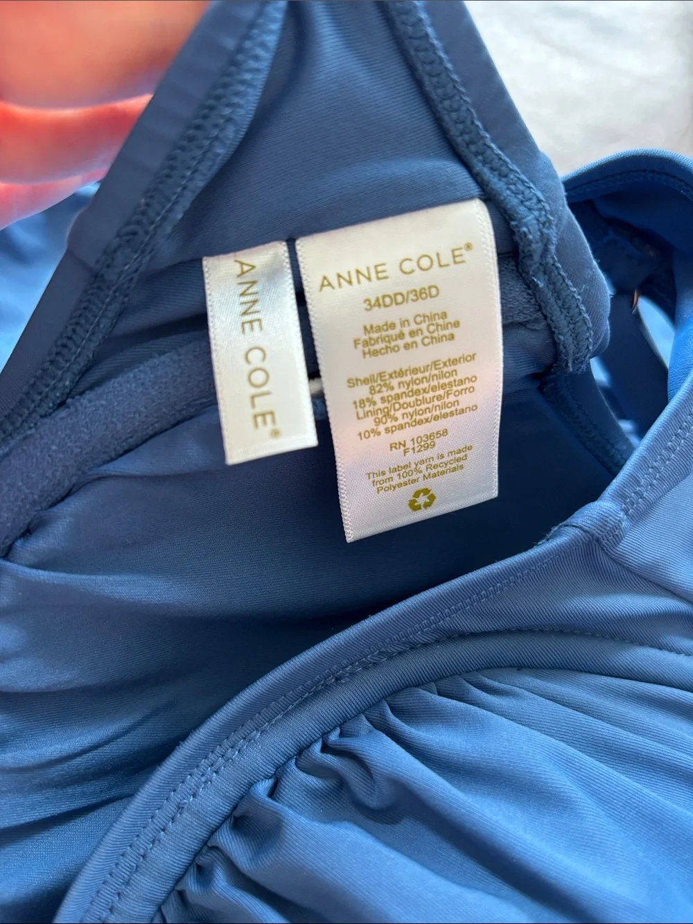 Anne Cole Slate Blue High-Waist Bikini Set 34DD/36D top and small bottom